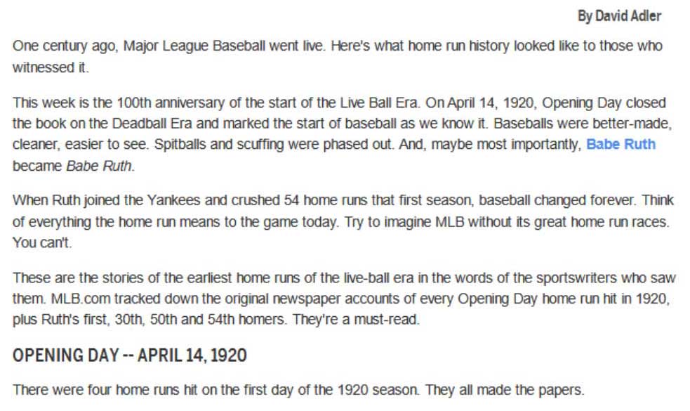 Home Runs 1920